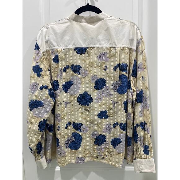 Tory Burch Floral Print Tunic Long Sleeves Top Sz M - Picture 8 of 8